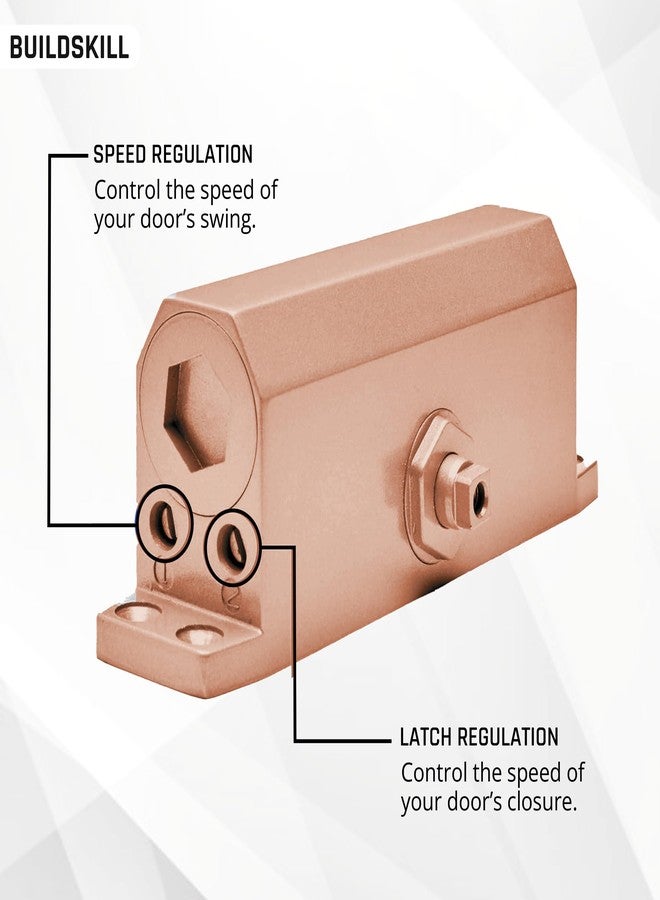 BUILDSKILL جهاز إغلاق الأبواب الهيدروليكي من Buildskill بذراع مقصية، جهاز إغلاق أبواب للأبواب الخشبية والألومنيوم والمعدنية، جهاز إغلاق أبواب أوتوماتيكي للمنزل، مانع انزلاق للأبواب بسرعة قابلة للتعديل، 65 كجم، ذهبي وردي (عبوة من قطعة واحدة) - Image 3